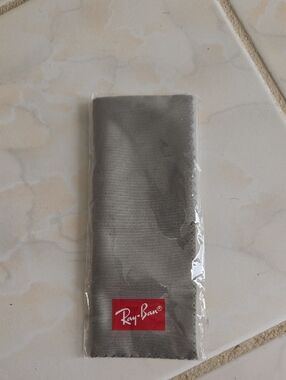 Ray-Ban Silver Gray Microfiber Cleaning Cloth with Red Logo